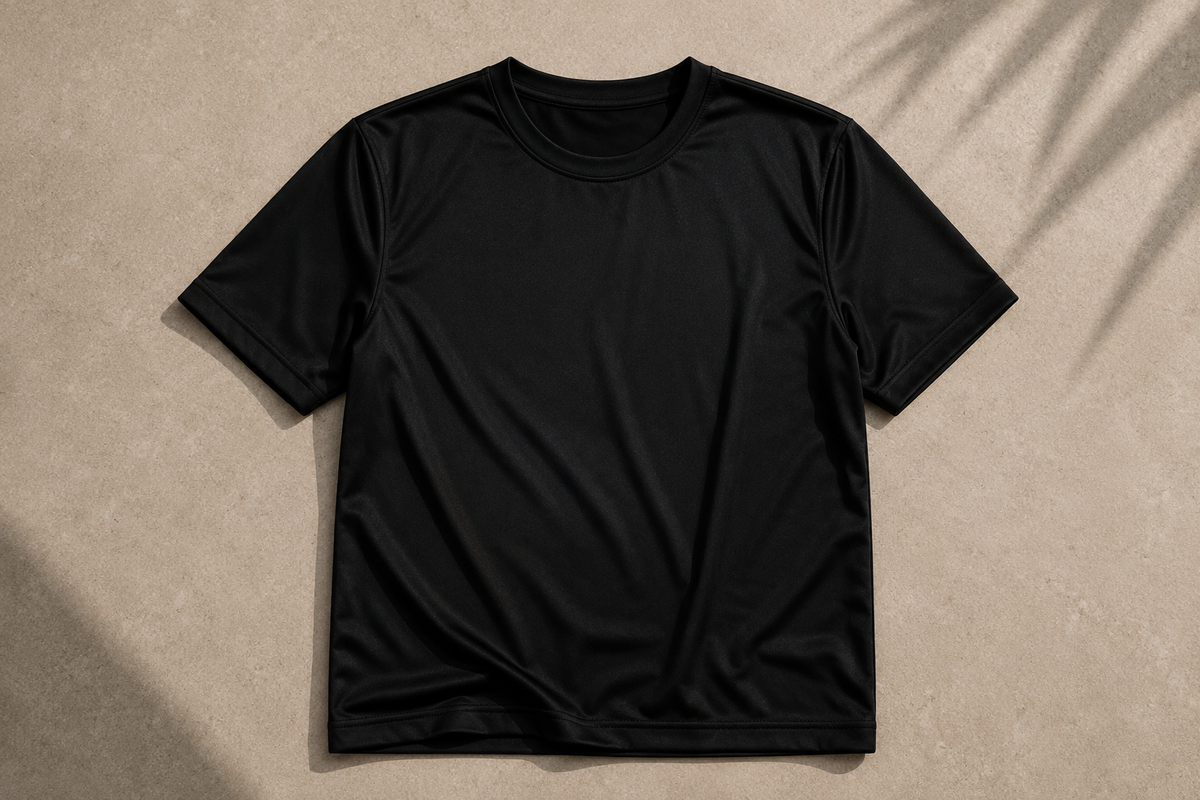 Black shiny T-shirt