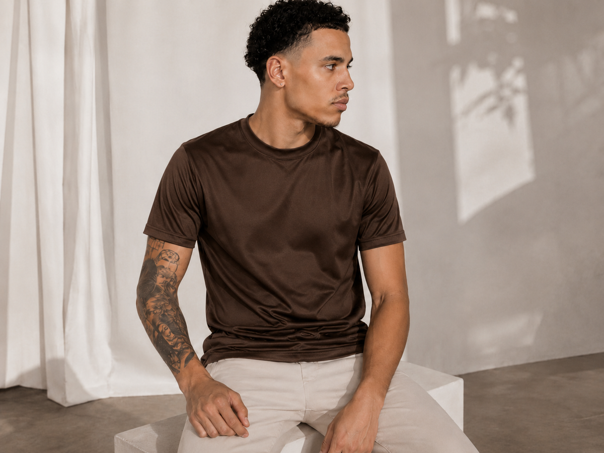 Brown shiny T-shirt