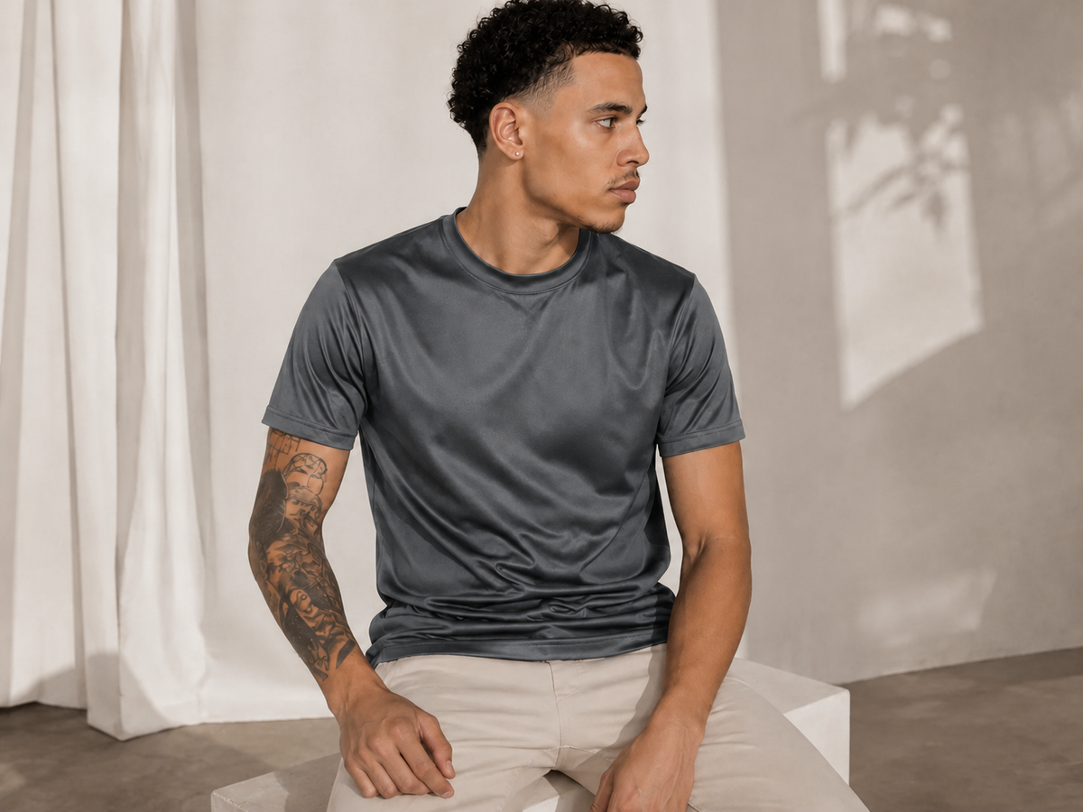 Gray shiny T-shirt
