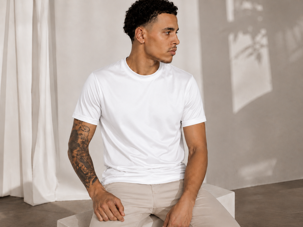 White shiny T-shirt